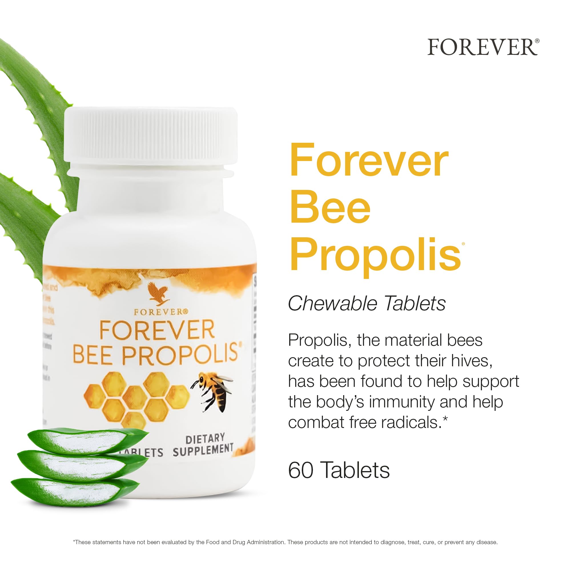 Forever Living - Bee Propolis Chewable Tablets - Immune Support with Bee Propolis and Flavonoids - 60 Tablets