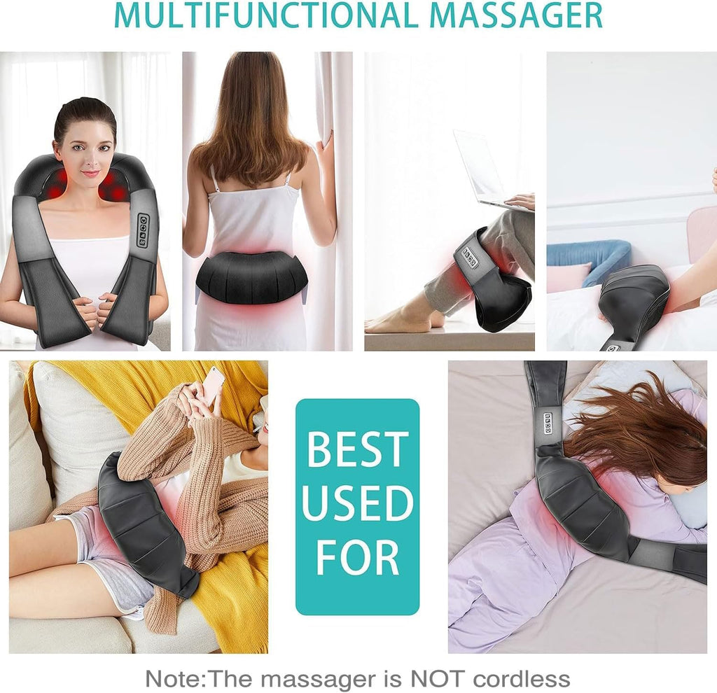 AERLANG Shiatsu Back and Neck Massager, Back Massager Deep Tissue Kneading Neck and Shoulder Massage with Heat, Electric Massage