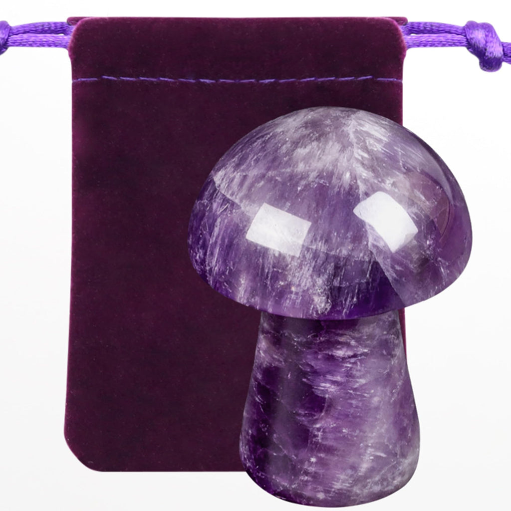 ZHIYUXI Amethyst Crystal Mushroom Sculpture Amethyst Stone Healing Crystals Gemstones Protection Crystals Mini Mushroom Ornament