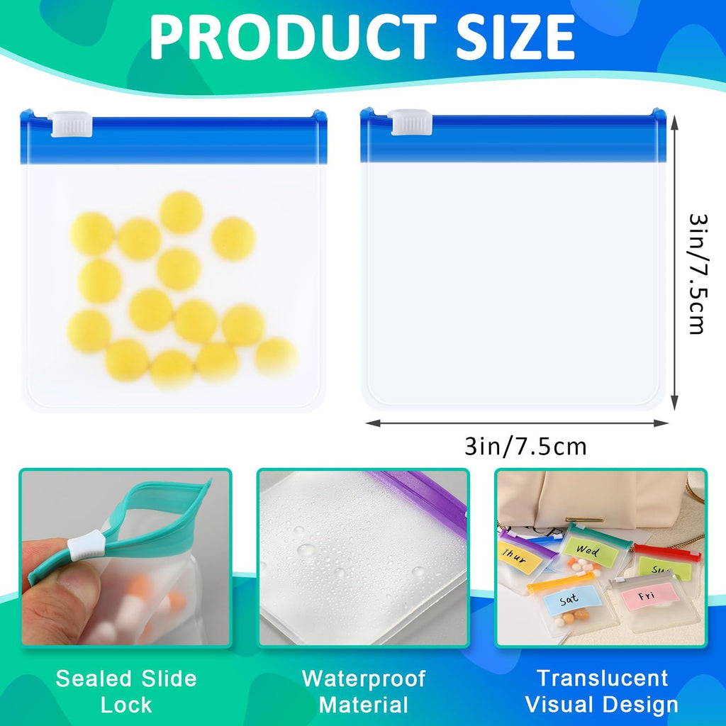 MARFOREVER 25 Pcs Pill Pouch Small Pill Bags Reusable Medicine Organizer Travel Pill Container Storage Pill Case with Slide Lock