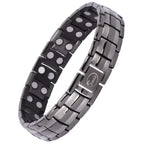 JEROOT Magnetic Bracelets for Men, Pure Titanium Double Row Strong Magnets (3500Gauss Per Magnet) Bracelet, Men's Bracelet with 