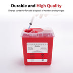 Alcedo Sharps Container for Home and Professional Use 2 Quart (3-Pack), Biohazard Needle and Syringe Disposal, Medical Grade