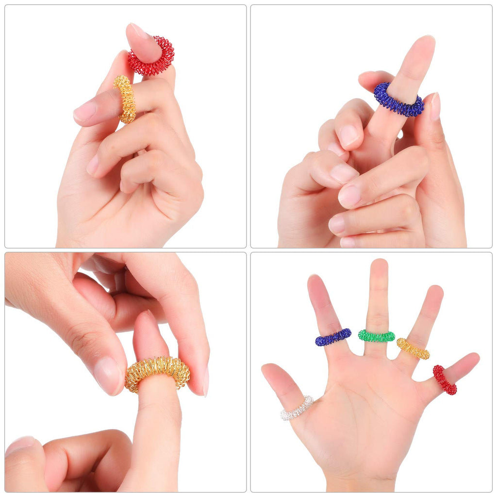 12 Pieces Spiky Sensory Finger Rings, Spiky Finger Ring/Acupressure Ring Set for Teens, Adults, Silent Stress Reducer and Massag