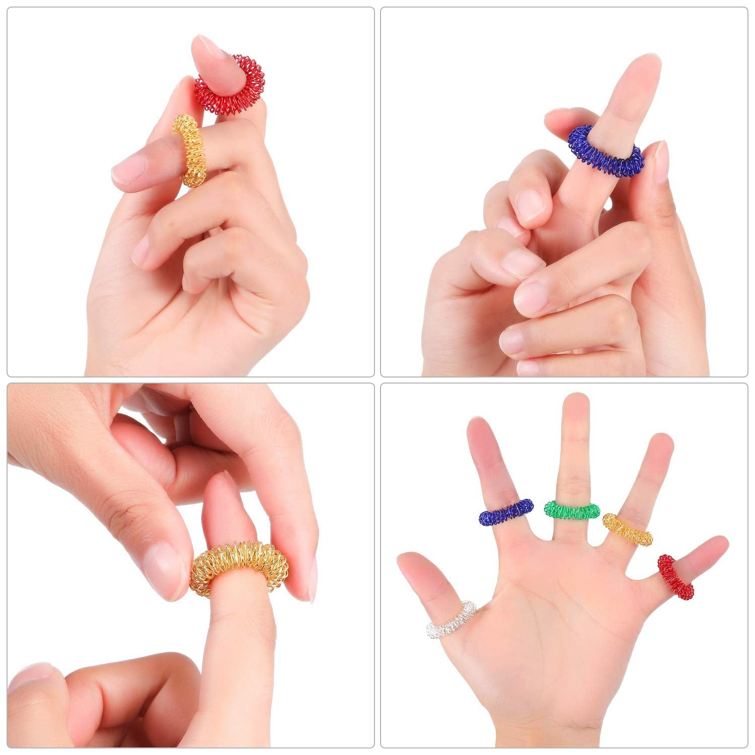 12 Pieces Spiky Sensory Finger Rings, Spiky Finger Ring/Acupressure Ring Set for Teens, Adults, Silent Stress Reducer and Massag