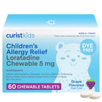 Curist Childrens Allergy Medicine Chewable (Loratadine 5mg) 60 Count Grape Flavor - 24 Hour Allergy Relief for Sneezing, Runny 
