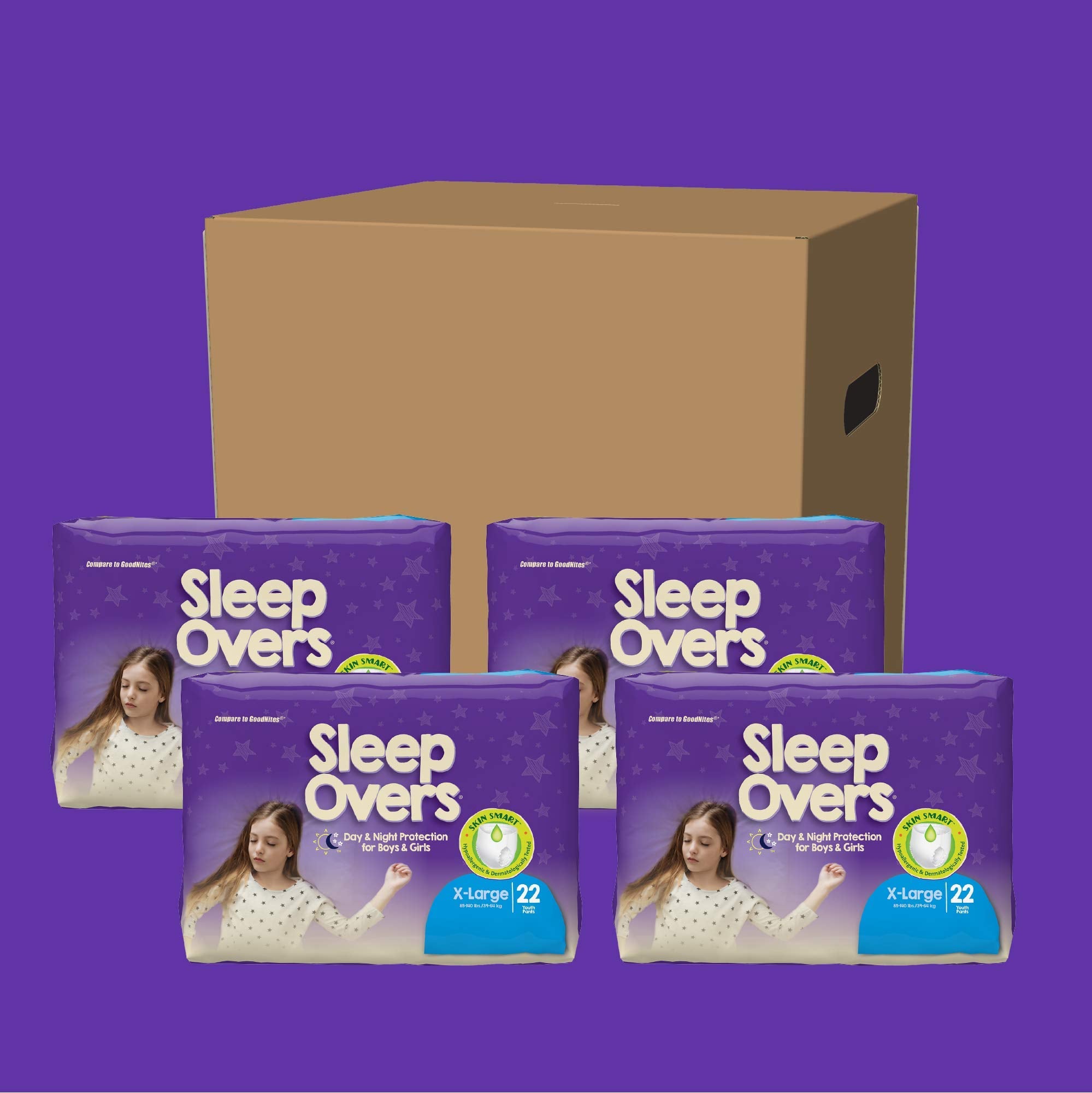 SleepOvers by Cuties, Bedwetting Underwear for Girls and Boys, X-Large 85-140 lbs, 88 Count