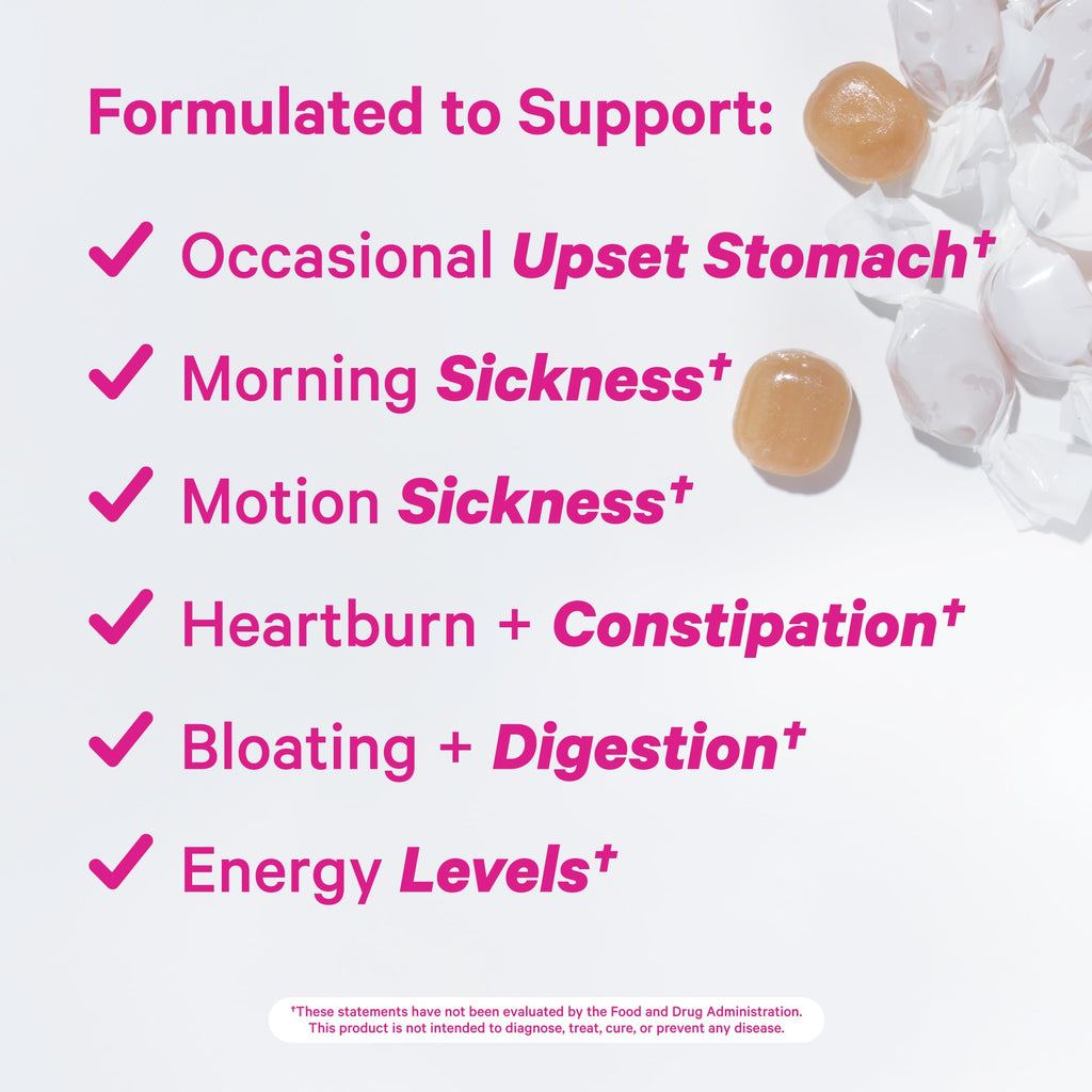 Pink Stork Organic Mango Sweets with Vitamin B6 for Morning Sickness and Motion Sickness, Added Ginger & Vitamin B6, 1st Trimest