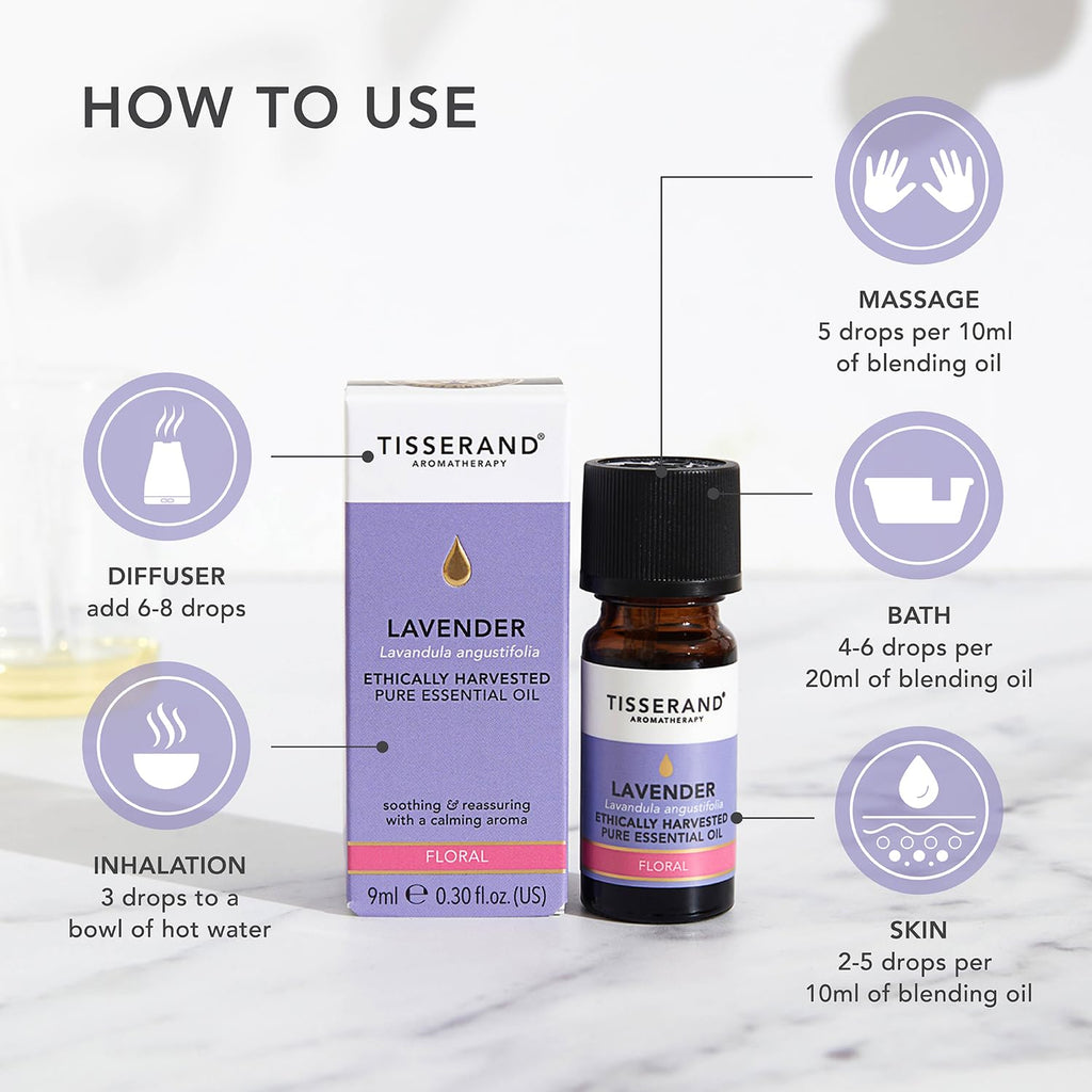 Tisserand Pure Essential Oil, Lavender, 0.32 Ounce