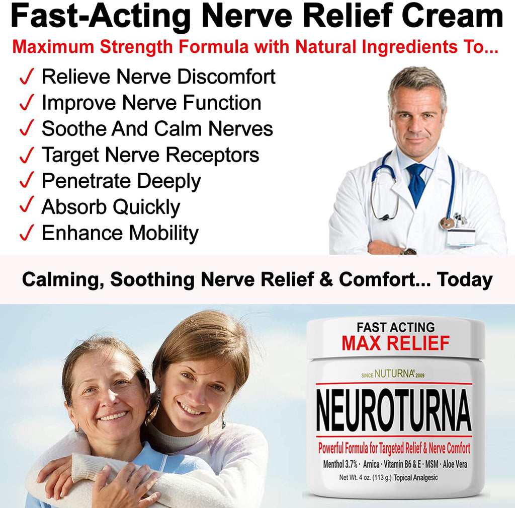 Neuropathy Nerve Relief Cream - Fast Acting Max Relief for Feet Hands Legs Toes Back - Ultra Strength Menthol Arnica Aloe Vera M