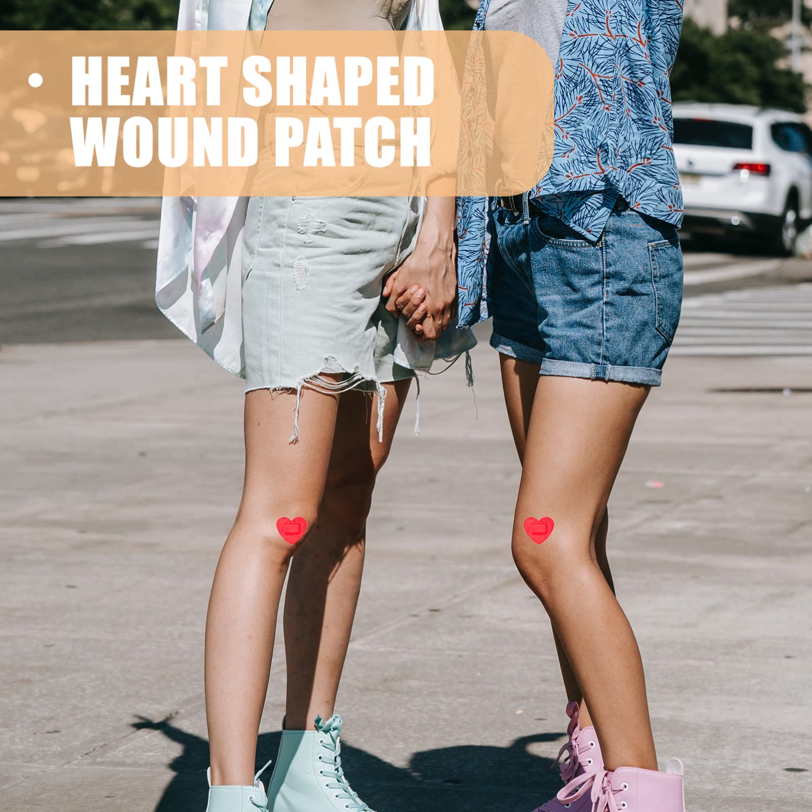 VOSAREA 50pcs Adhesive Bandages Heart- Shaped Breathable Patches Bandages (Red)