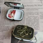Hidad Bronze Retro Portable Travel Pill Organizer - Octopus Sign Small Pill Box for Purse or Pocket, Cute Durable Portable Mini