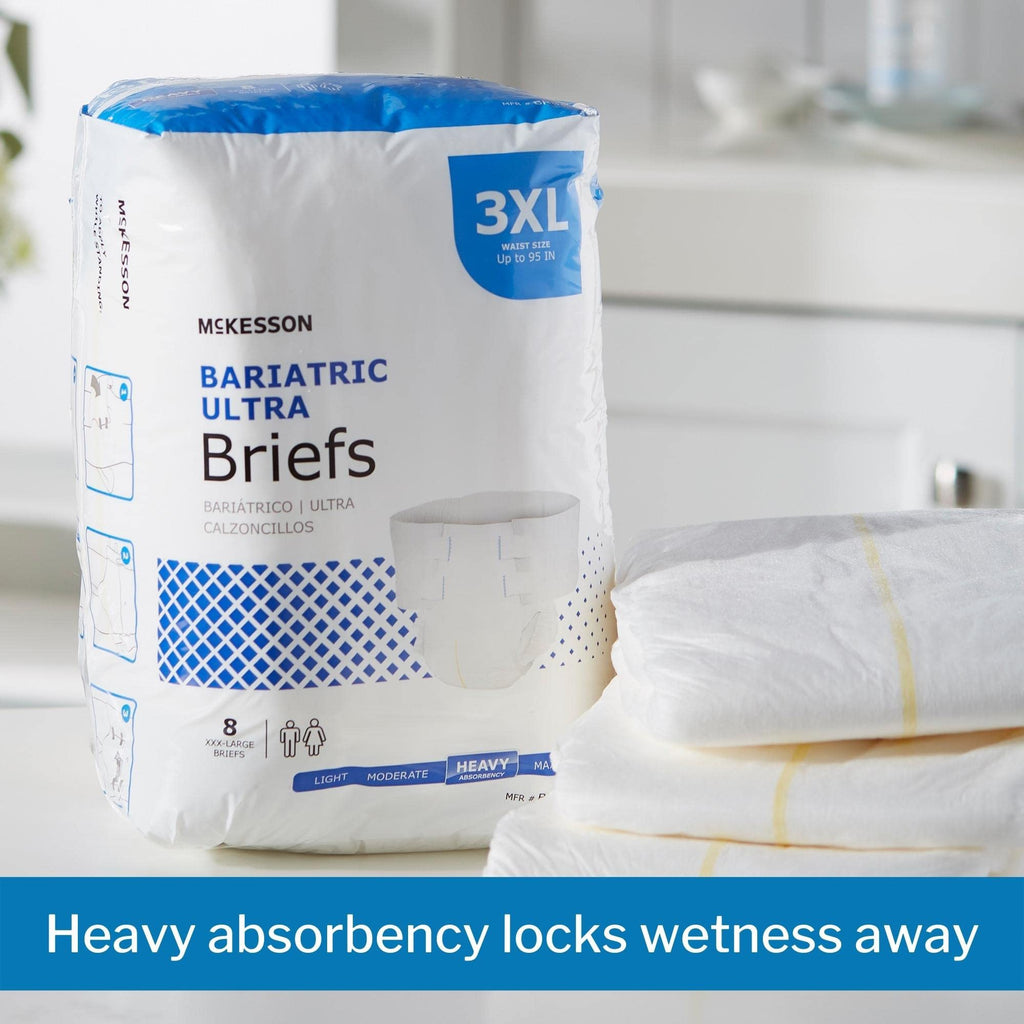 McKesson Ultra Briefs, [32 Count], 3XL, Up to 95 in. Incontinence Adult Diapers with Tabs, Heavy Absorbency, Unisex, Disposable,