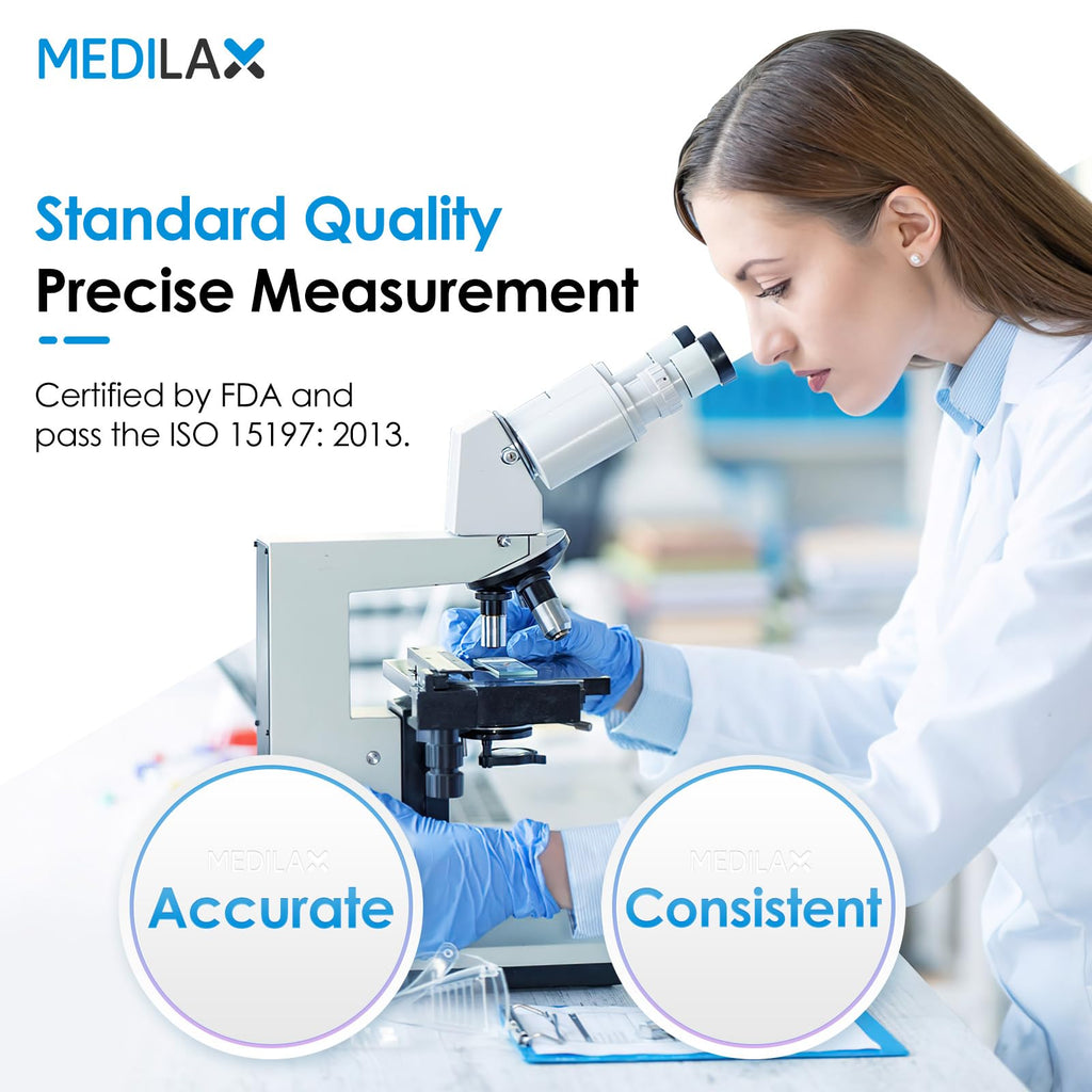 Medilax Ketone Monitor and Glucose Meter Kit - Dual Blood Sugar and Ketone Test Meter Kit with 10 Ketone Test Strips, 10 Glucose