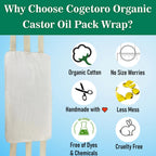 4 Pcs Castor Oil Pack Wrap Organic Cotton for Stomach, Neck, Breast, Belly, Liver Detox, Reusable Castor Oil Compress and Pack K