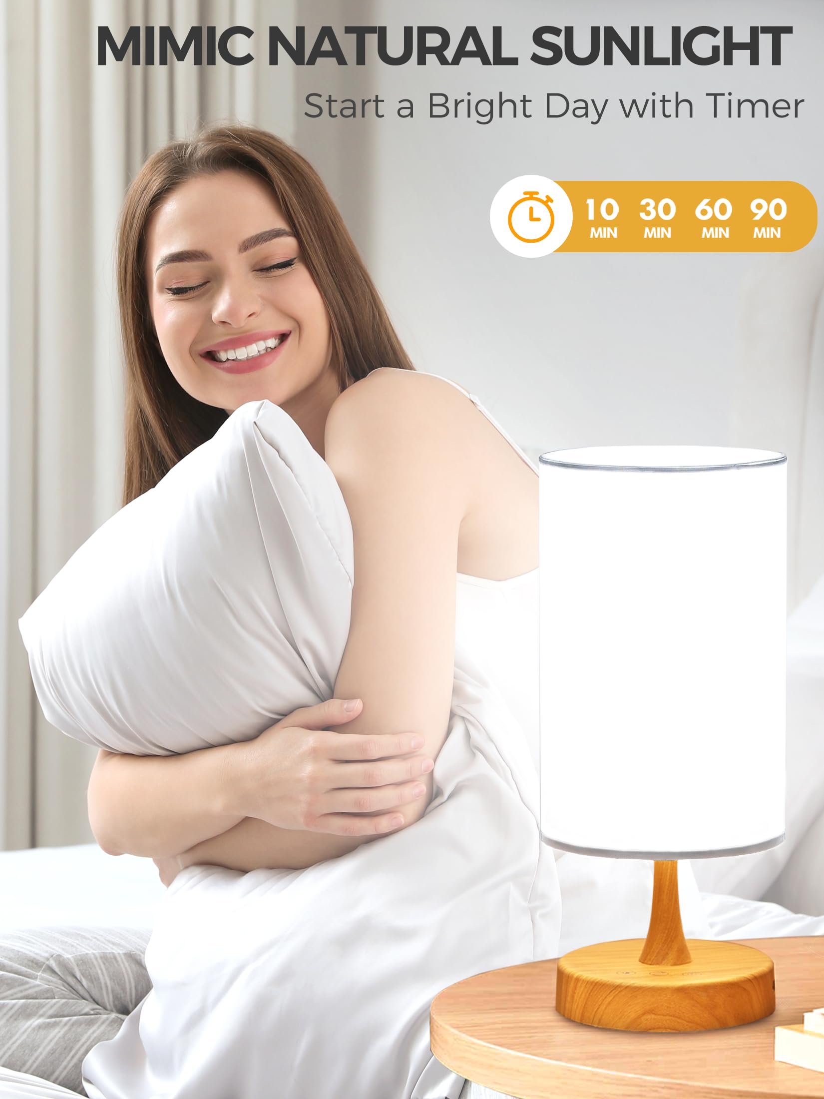 OYADISIIOP Light Therapy Lamp, 10000 Lux Daylight Lamp with 3 Color Temperatures, Adjustable Brightness, Timer & Memory Function