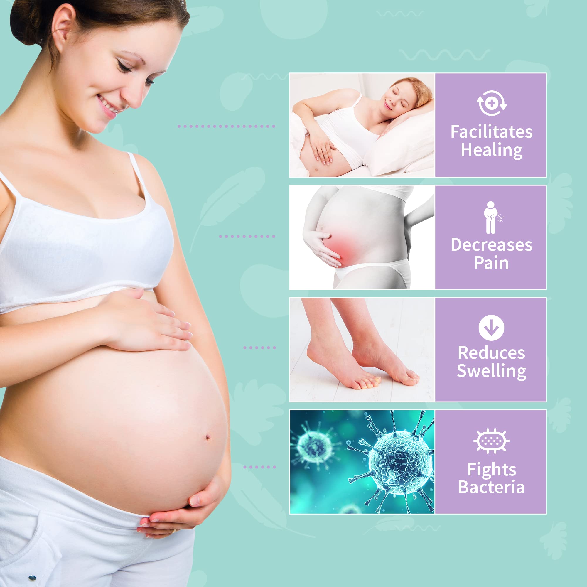Mama & Wish Witch Hazel Pad Liners for Postpartum Care (24 Count) | Full-Length Cooling Perineal Pads Liner | Postpartum Essenti