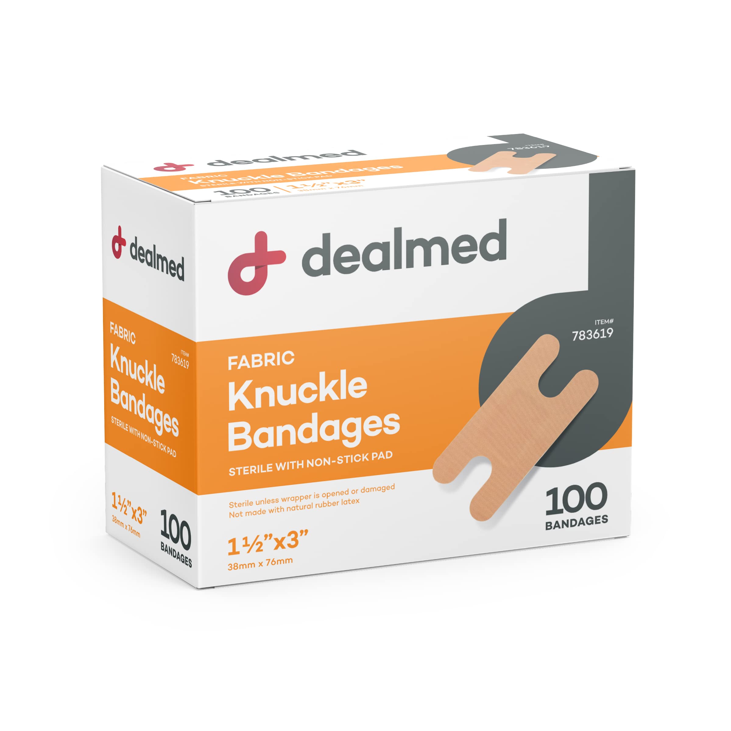 Dealmed Fabric Knuckle Flexible Adhesive Bandages - 100 Count (1 Pack) Bandages with Non-Stick Pad, Latex Free, Wound Care for F