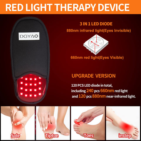DGQY Upgraded Red Infrared Light Therapy for Feet Pain Relief FDA Cleared LED Light Therapy Slipper Device for Foot Toes Instep 