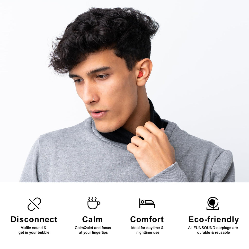 Ear Plugs for Sleeping Noise Reduction Reuseable, Concerts, Focus, Travel, Work, High Fidelity - 7 Pairs Eartips - Flexible Soft