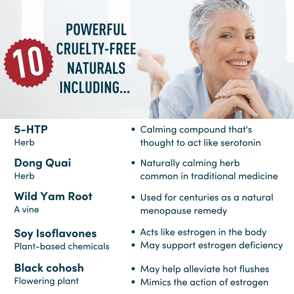 Menopause Supplements for Women - 5-HTP, Dong Quai, Black Cohosh for Menopause Hot Flashes, Night Sweats Relief Support - Womens