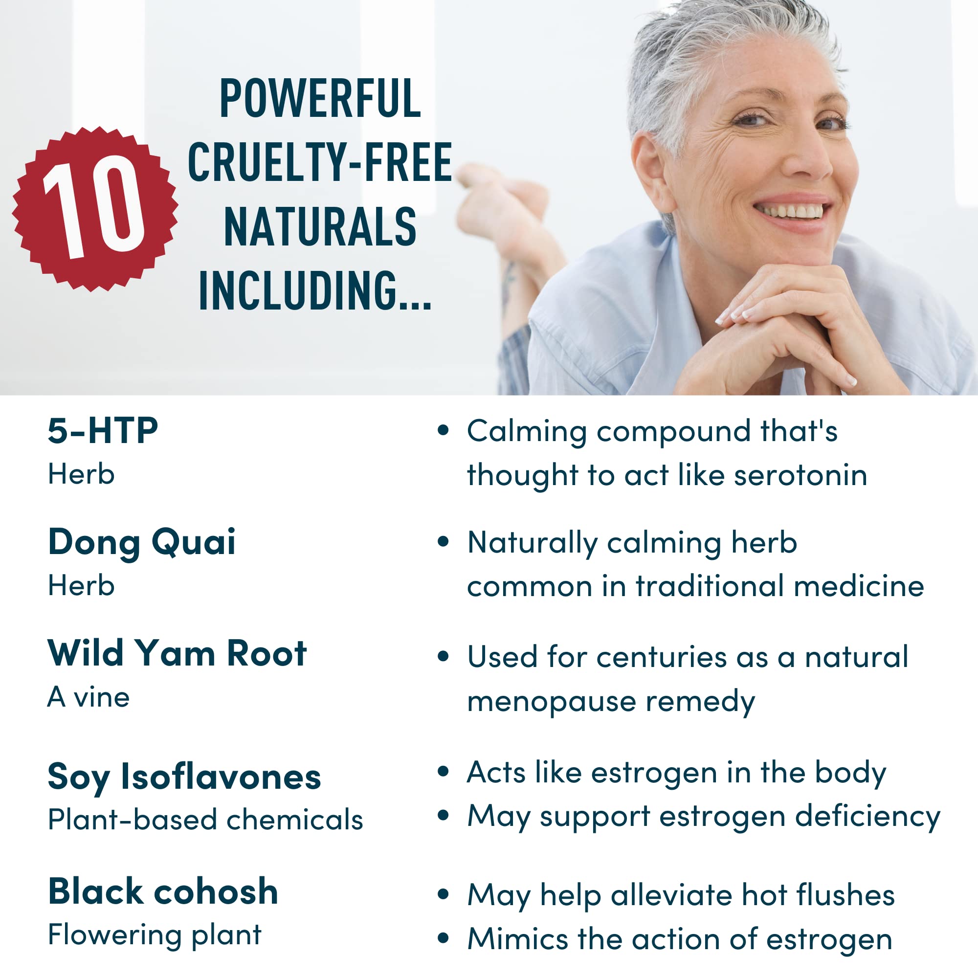 Menopause Supplements for Women - 5-HTP, Dong Quai, Black Cohosh for Menopause Hot Flashes, Night Sweats Relief Support - Womens