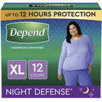 Depend Night Defense Incontinence Overnight Underwear for Women, XL, 12 Underwear (Pack of 2)