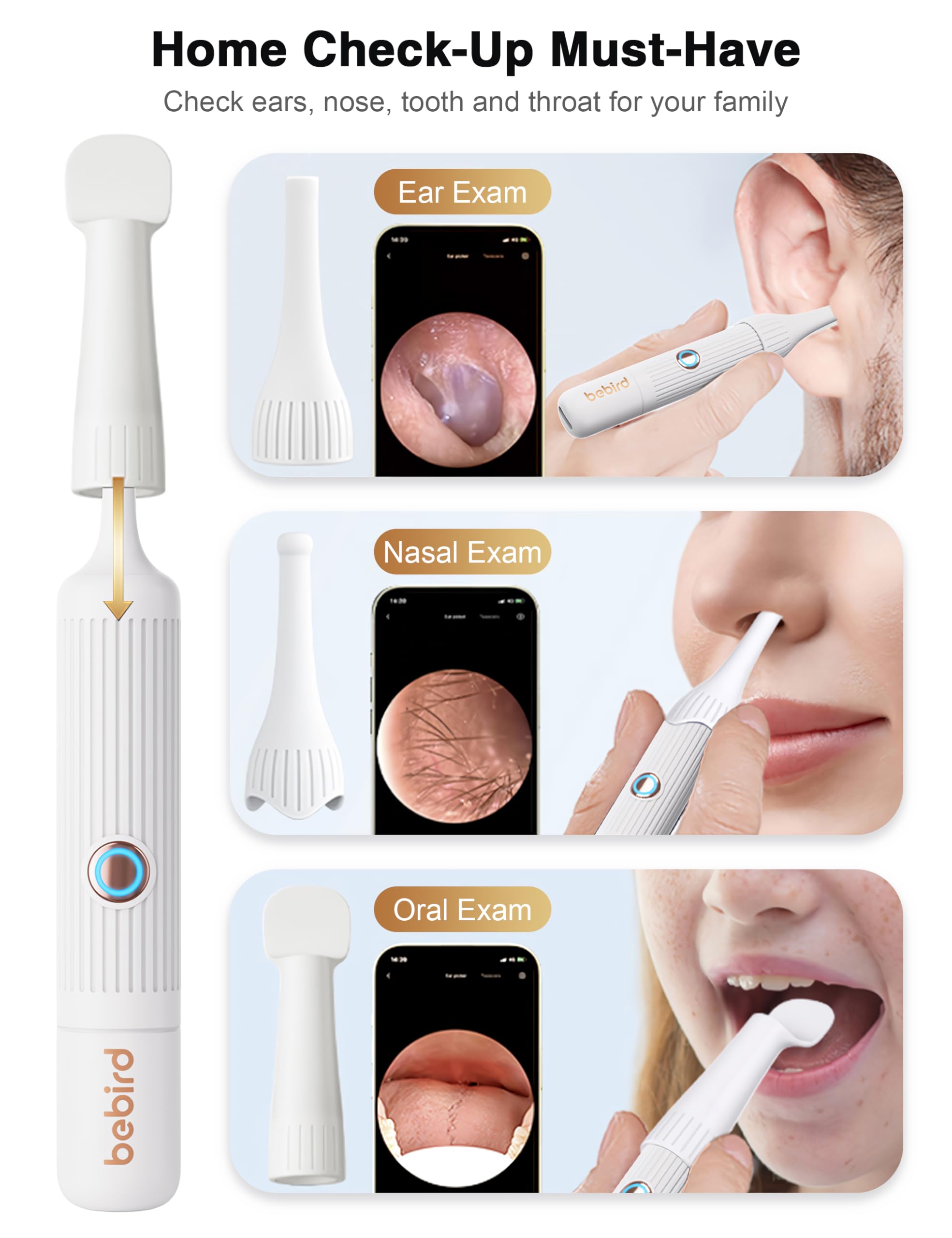 BEBIRD Earsight Plus Ear Wax Removal Tool Camera with HD Visual Otoscope, Smart WiFi Earwax Cleaner Kit, Safe Silicone Flexible