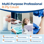200 Pack 4x4 Inch Gauze Sponges 8-Ply, 100% Cotton Large Gauze Pads for Wound Care, Highly Absorbent Bulk Hospital-Grade First A