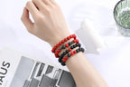 XIANNVXI Natural Stone Beads Bracelets for Men Red Black Beaded Bracelet for Men 4PC Mens Red Black 8mm Beaded Adjustable Stretc