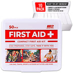 M2 BASICS 10-Pack Mini First Aid Kit Bundle (500 PCS Total, 50 PCS/Kit) | Travel, Car, Camping, Home, Business, Emergency, Chari