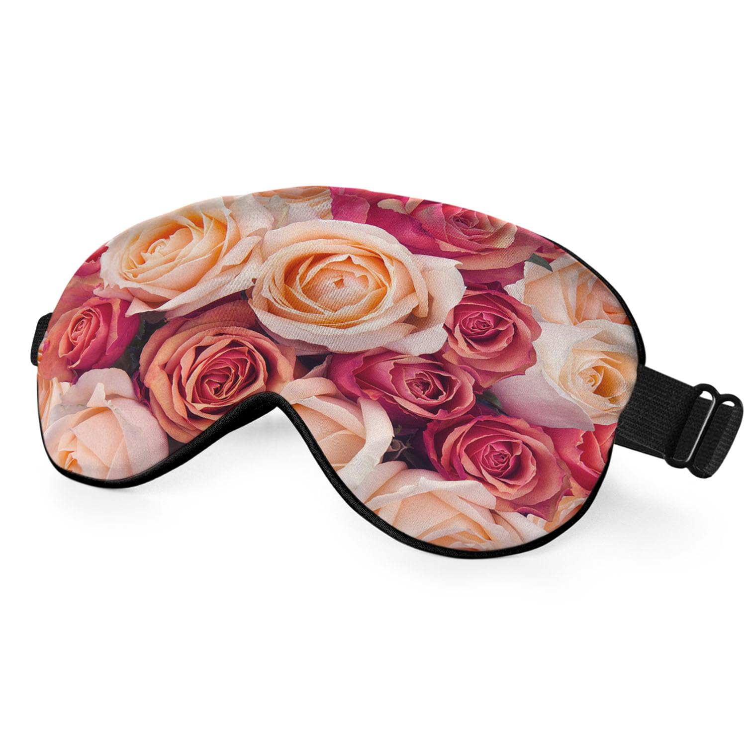 NOHSHE Red Flowers Sleep Eye Mask Pink Orange Rose Valentine's Day Wedding Romantic Love Silk Sleeping Soft with Elastic Strap f