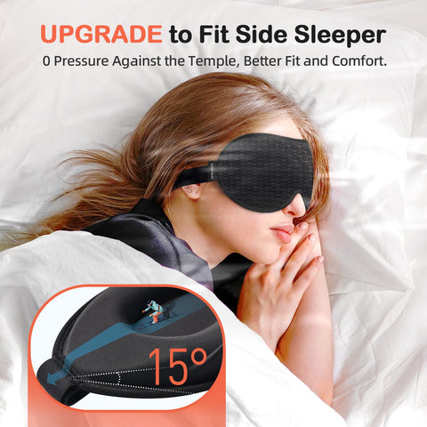 INNELO Contoured Sleep Mask for Side Sleepers - 100% Light Blocking, Soft and No Pressure on Eyes - Blindfold for Travel, Nap, Y
