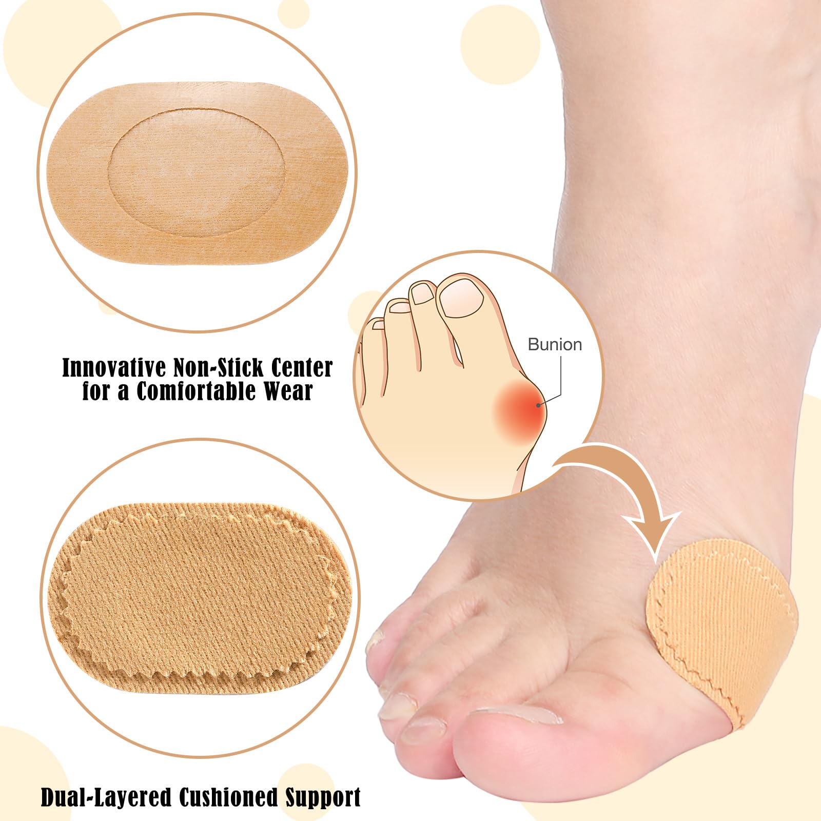 Funtery 30 Pcs Foot Callus Cushion Toe Cushions Pad Foot Protector Pads Corn Mat Patches Shoe Accessories for Women Men Fabric F