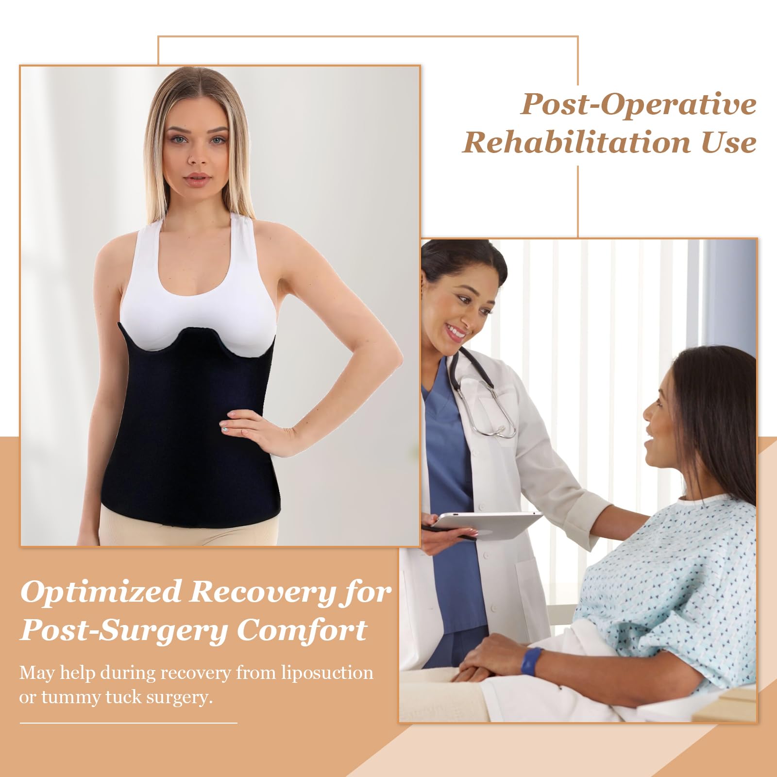 Post Surgery 360 Lipo Foam Wrap - Adjustable Abdominal Compression Board for Recovery, Breathable & Soft Lipo Foams with Full Co