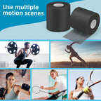 iFwevs 3 Pieces Black Athletic Pre Wrap Tape, Foam Underwrap Athletic Tape, Sport Pre wrap Athletic Tape for Hair Ankle Wrists K
