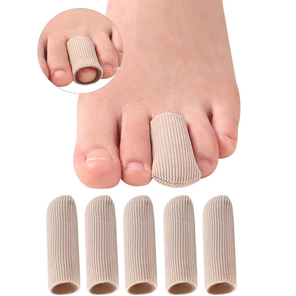 Yimanduo 5 Pieces Gel Toe Protectors, Fabric and Silicone Caps, Toe Sleeves Support Toe Tubes for Arthritis, Hammer Toe, Corn Bl