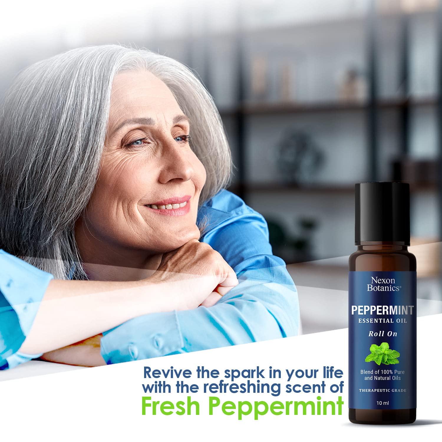 Peppermint Essential Oil Roll-On - Peppermint Oil Roll-On with Fresh & Minty Fragrance - Roll On Essential Oils for Aromatherapy