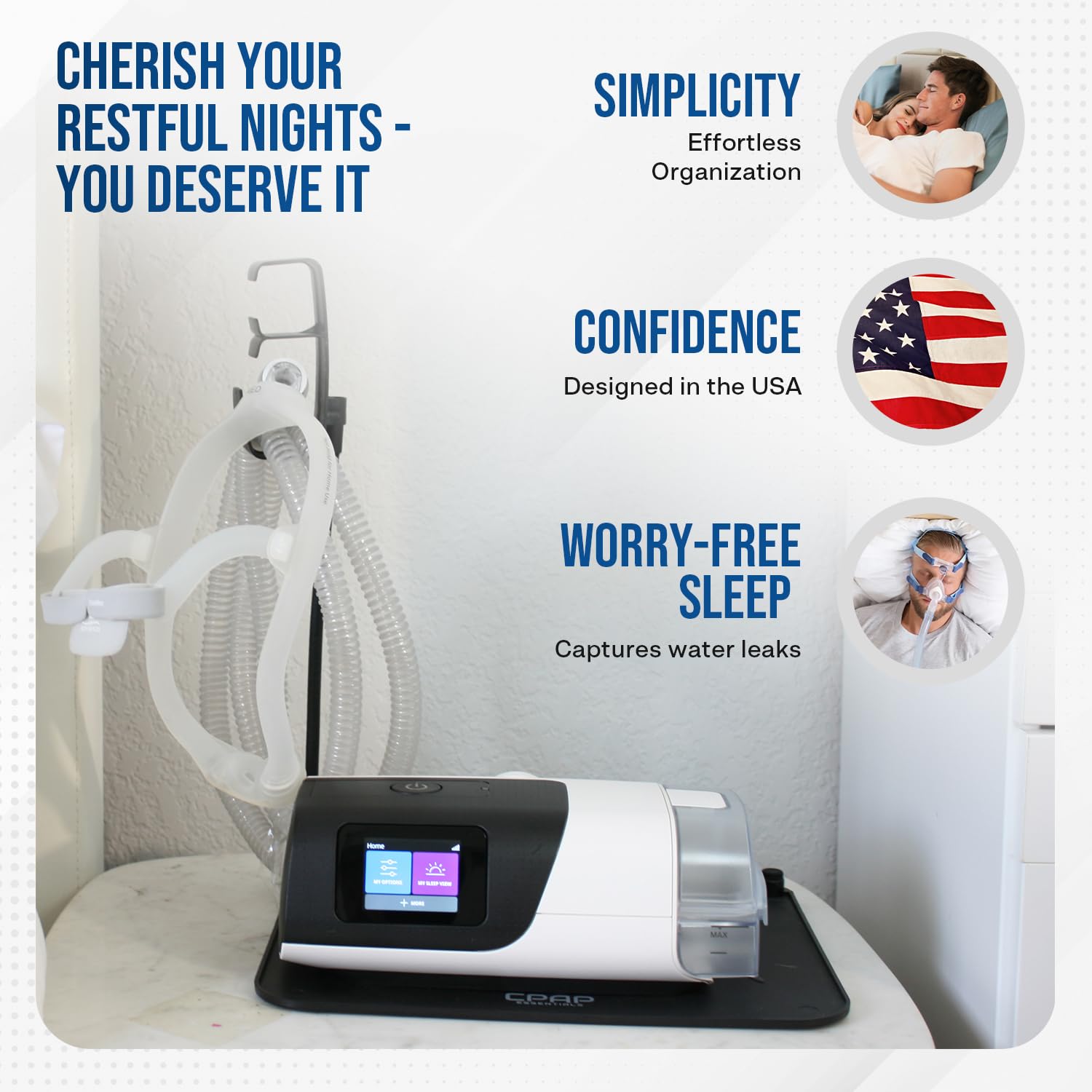 CPAP Hose Holder for Mask and Tube Hanger Stand for CPAP Nightstand - Supplies for CPAP mat for Bedside Organizer with Clean Mas