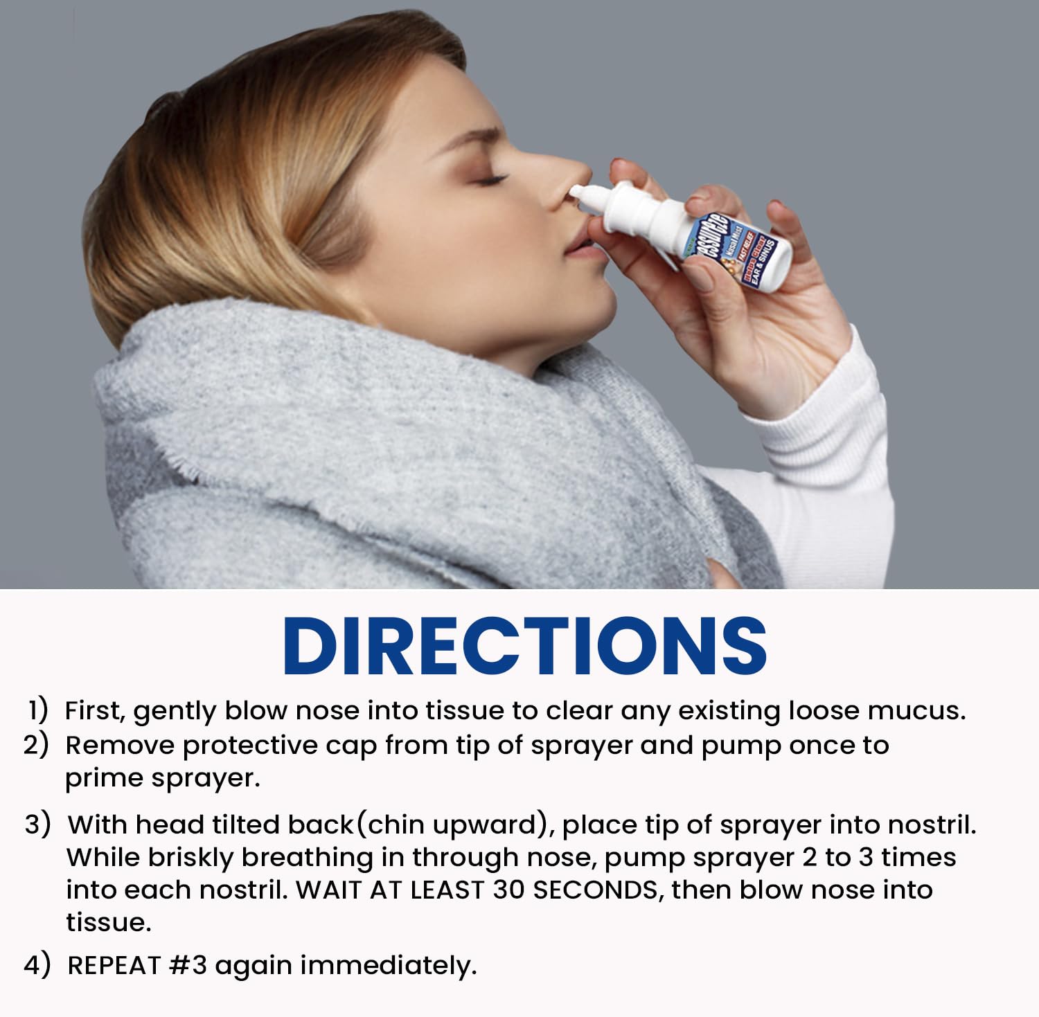 Pressureze All Natural Preservative-Free Sterile Nasal Spray - Fast Relief Nasal Spray - for Sinus Allergies, Loud Snoring & Con