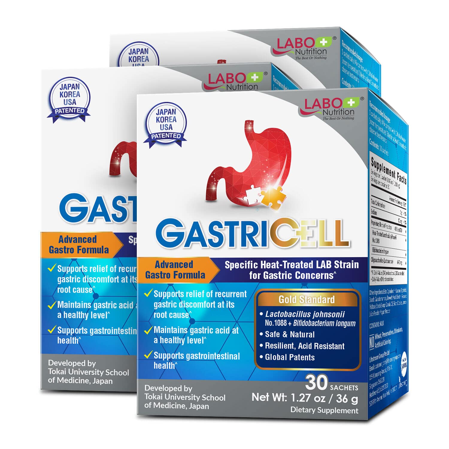 LABO Nutrition GASTRICELL - Target H. Pylori, Acid Reflux, Heartburn, Gastric Acid - Addresses Recurring Gastric Problems, Natur