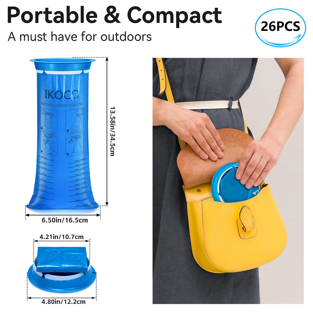 26 Pack Vomit Bags Disposable, IKOCO1000ml Leak Resistant Emesis Throw Up Bag, Motion Barf Puke Sickness Bags for Travel, Nausea