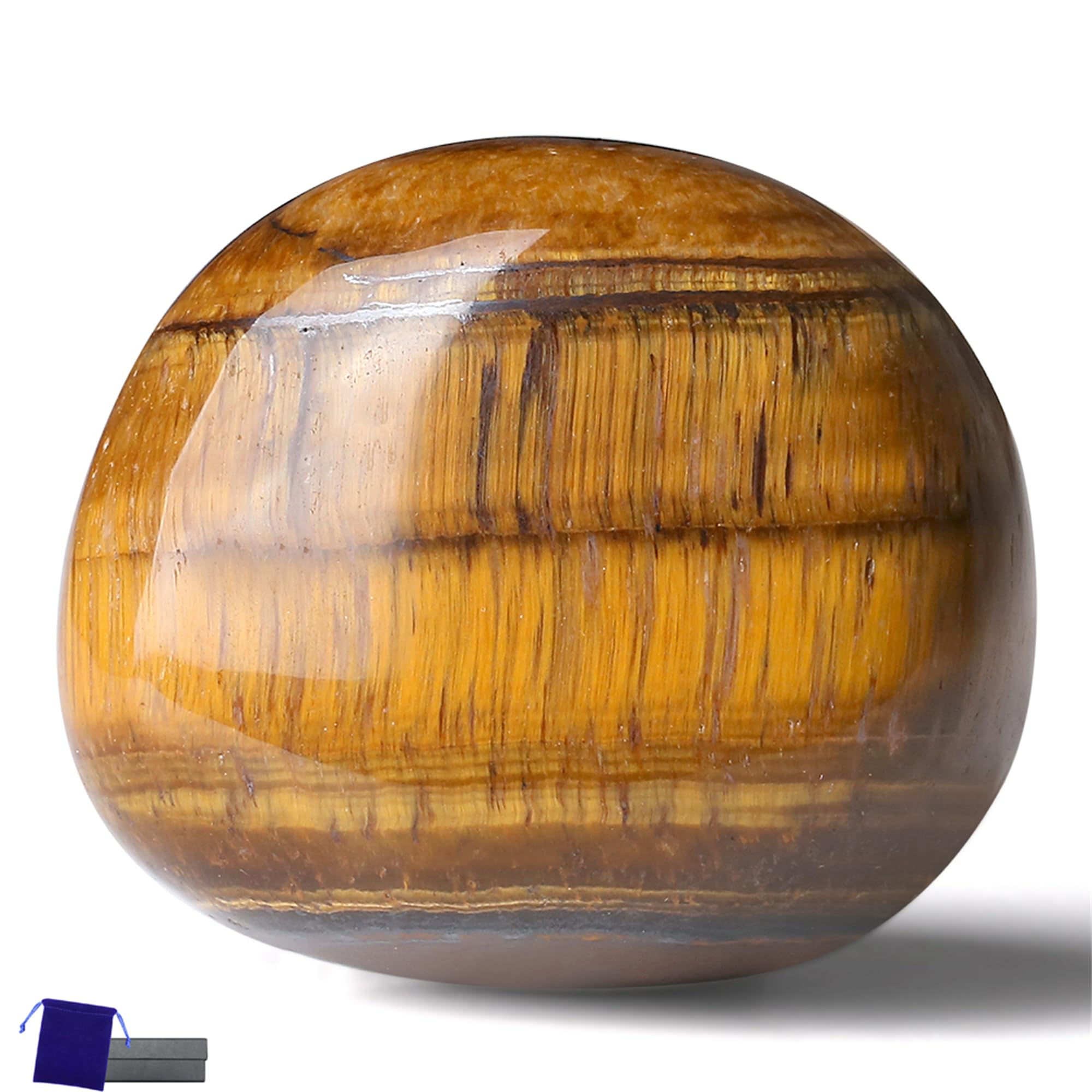 YATOJUZI 1.6''-2'' Tigers Eye Natural Crystals and Healing Stones Worry Stones Polished Rocks Yellow Gemstones Palm Stone for Me