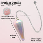 Angel Aura Rose Quartz Crystal Pendulum for Divination - Dowsing Pendulum Necklace with Chain and Crystal Ball for Reiki Healing