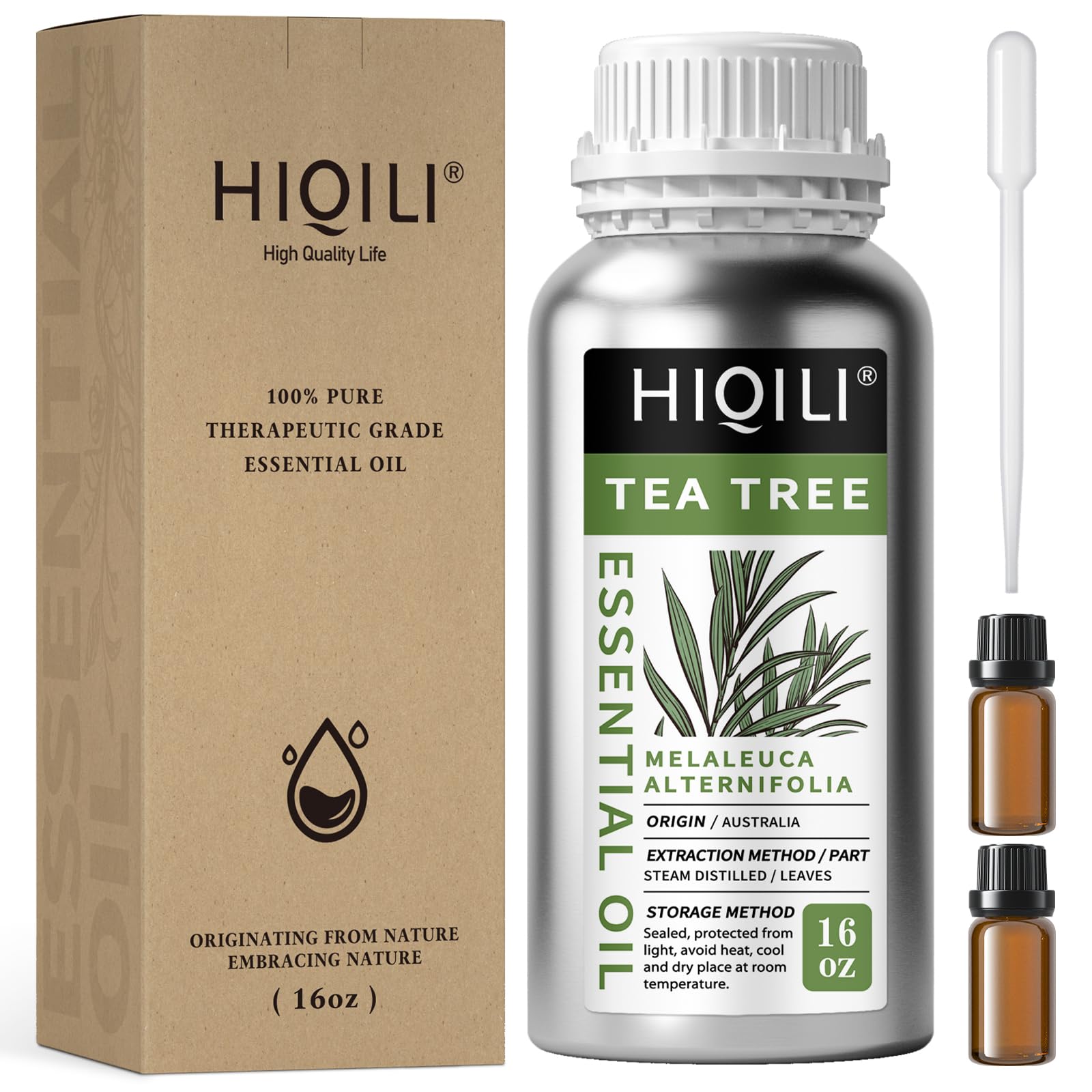 HIQILI 16 Fl Oz Tea Tree Oil, Tea Tree Essential Oil for Hair, Toenail