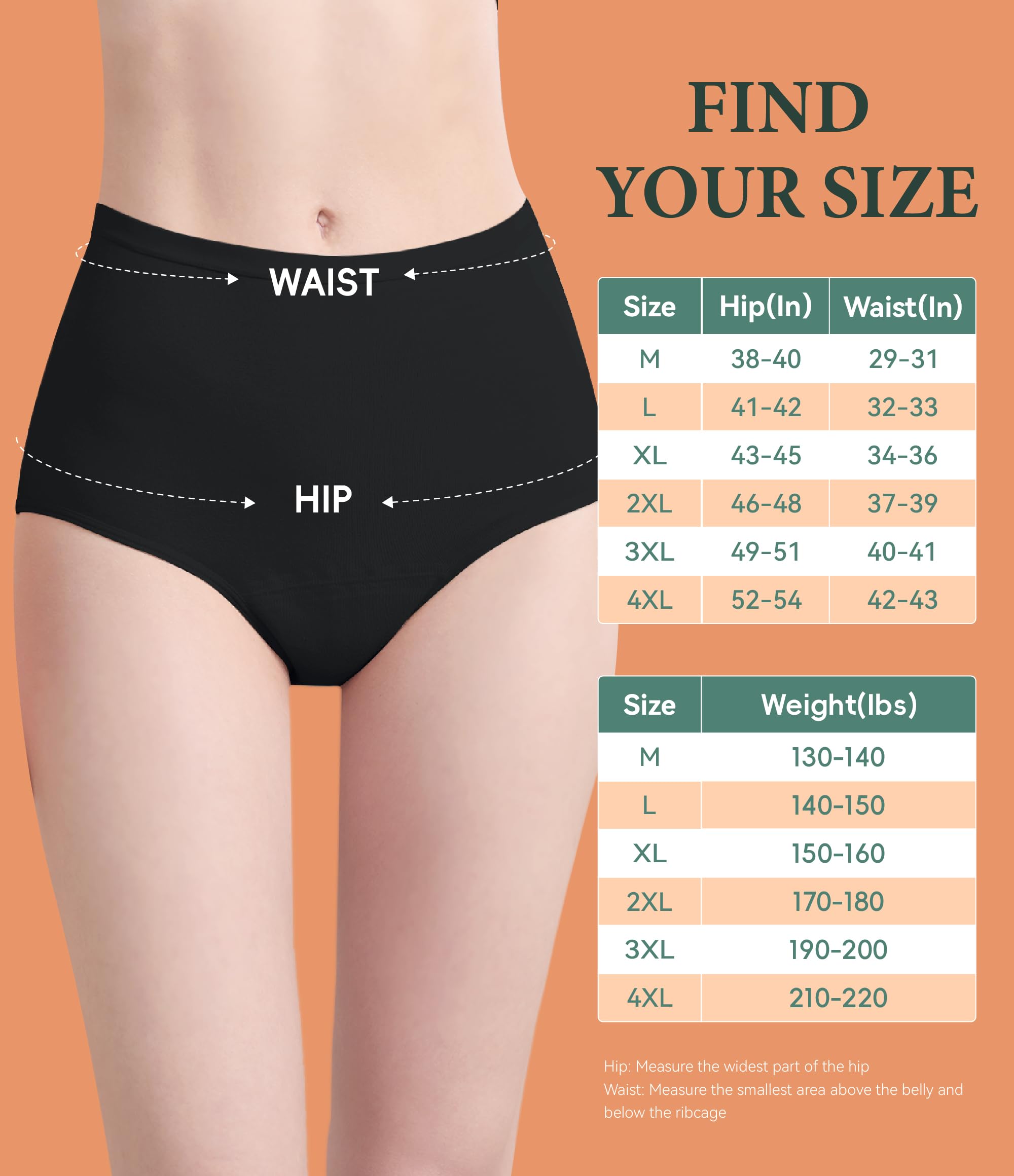 IRISMORII Urinary Incontinence Postpartum Underwear for Women Washable Leak Proof Odor Control 56ml Absorbency Brief 1 Pack (Bla