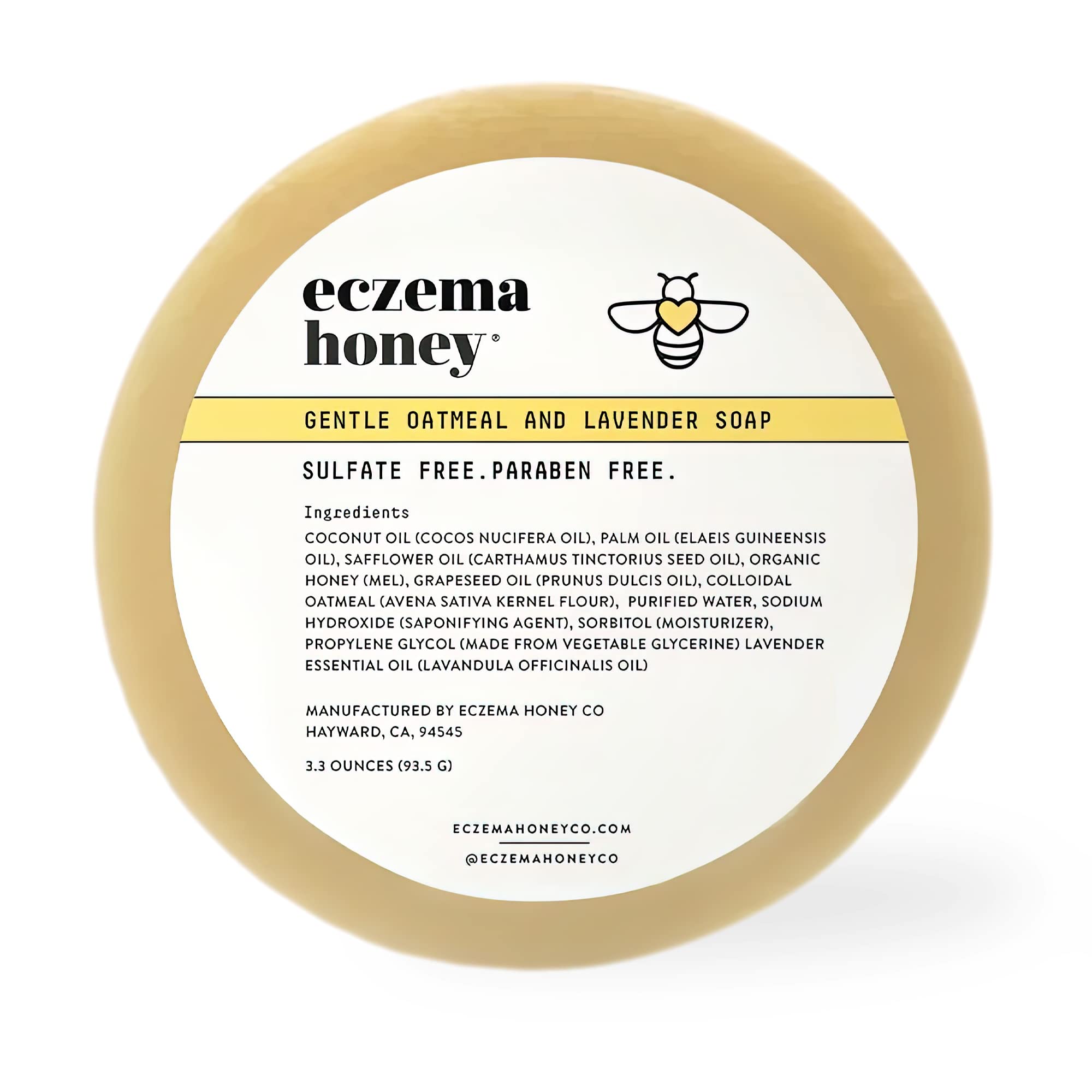 ECZEMA HONEY Gentle Oatmeal and Lavender Soap - Natural Eczema Body Wash - Daily Gentle Soap for Dry, Itchy, Sensitive, & Irrita