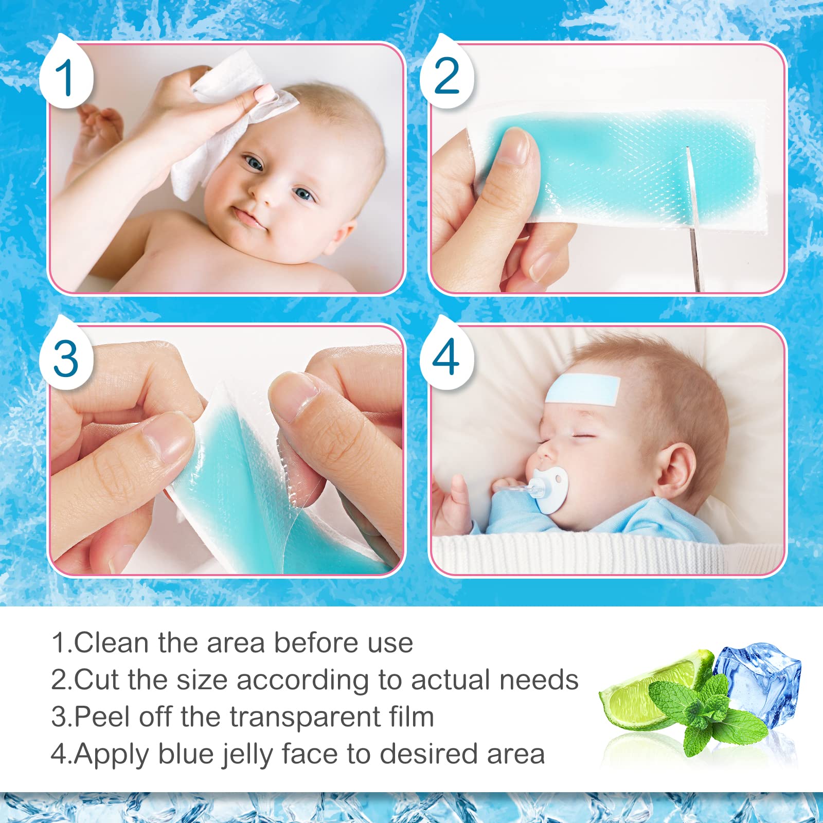ZIXAOK 40 Sheets Fever Patches for Kids - Hot Weather Cooling Gel Patches for Adults - Headache Patches - Forehead Fever Cool Pa
