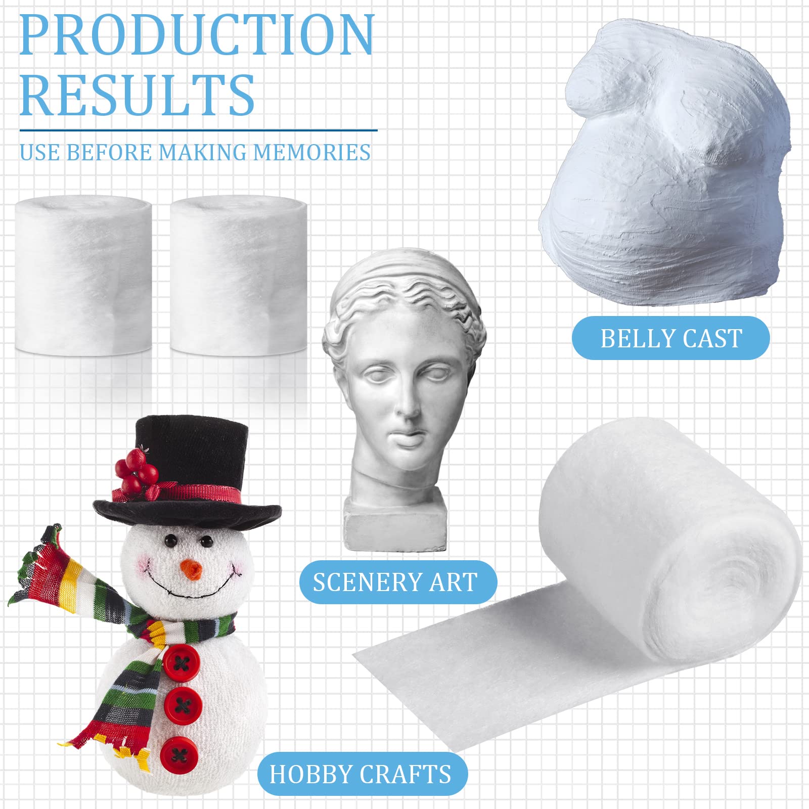 Treela 24 Rolls Cast Padding Individual Pack Undercast Padding Roll Wrap Bandage with Plaster Soft Cloth for Halloween Wrap Band