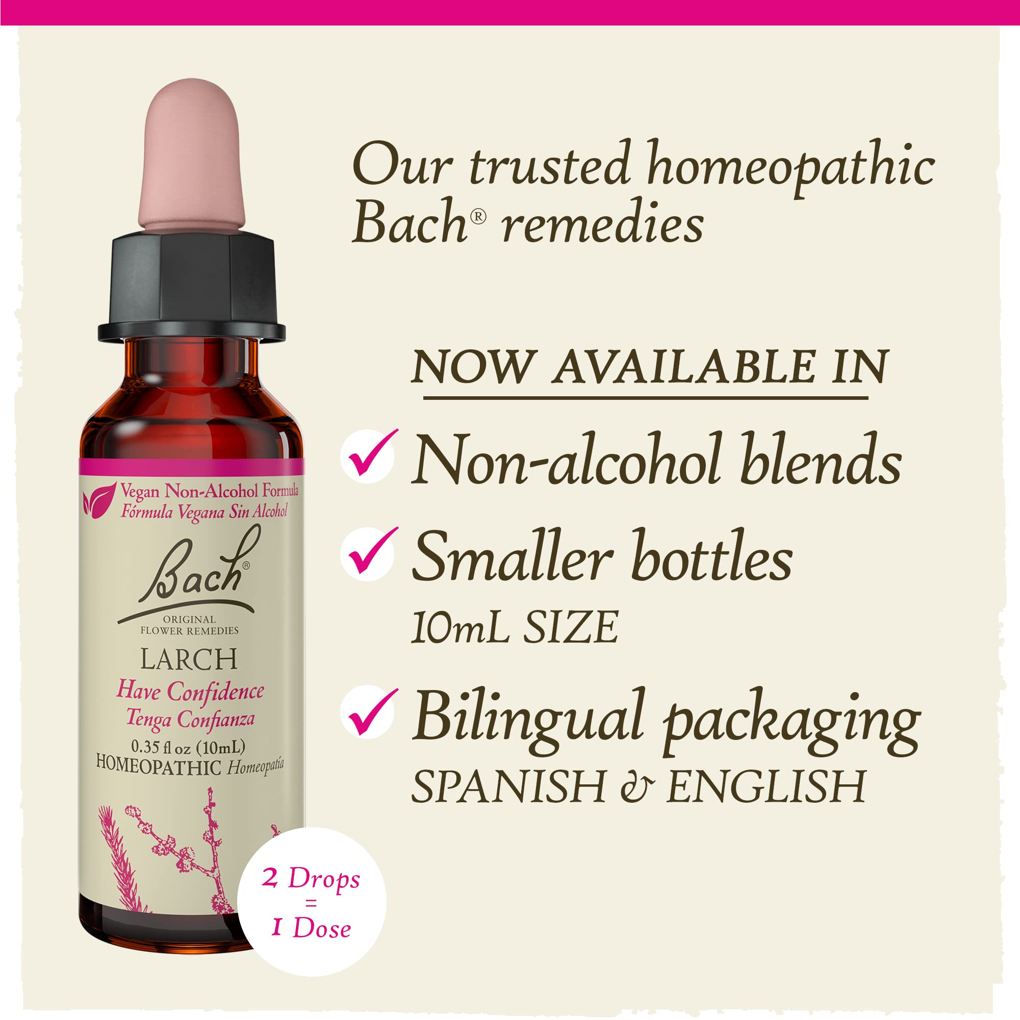 Bach Original Flower Remedies, Larch (Non-Alcohol Formula) - Have Confidence - Natural Homeopathic Flower Essence for Emotional
