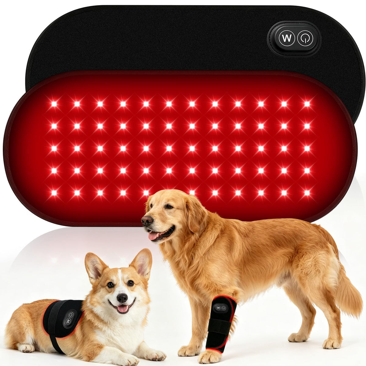 Cordless Dog Red Light Therapy Pad, 60 LEDs, Rechargeable 660nm & 850nm